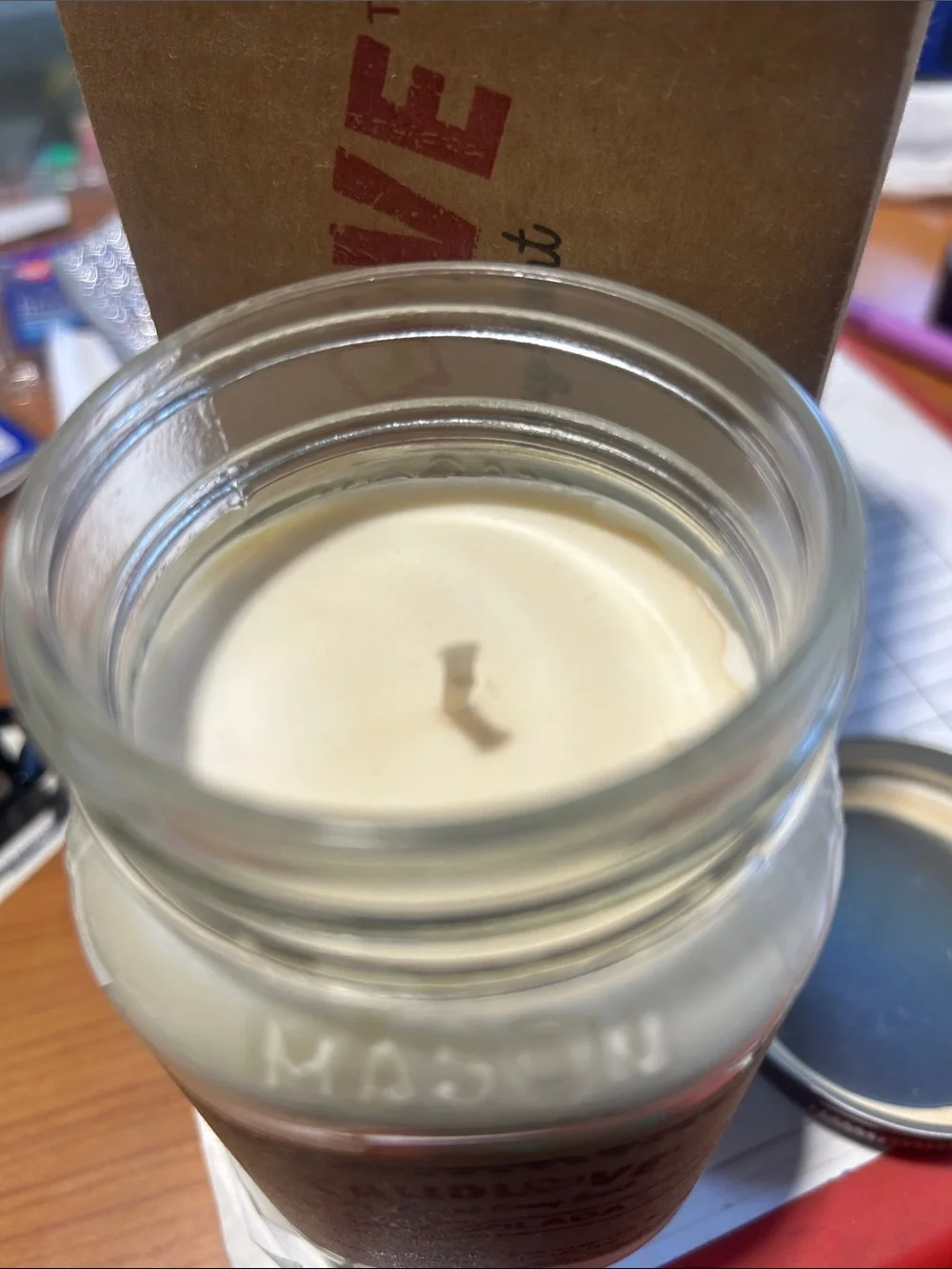 Mason CandleLove Pina Colada Candle in Cream with Brown Lid